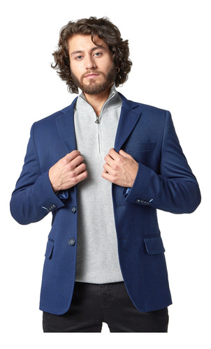 Blazer Azul Con Textura Los Caballeros