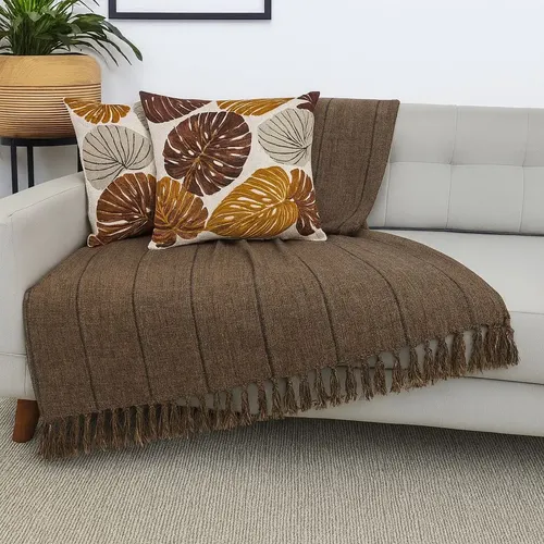 Manta Para Sofá Gigante Decorativa Marrom E Caramelo 240 x 180 cm Naellartesanato Mantas e Colchas
