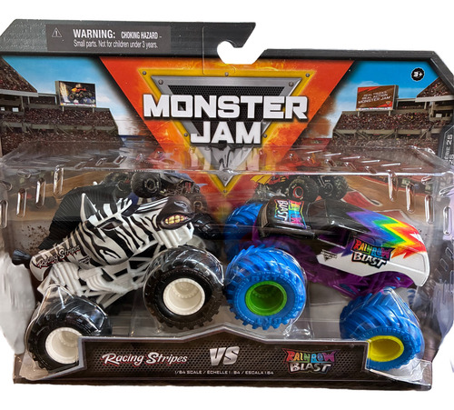 Monster Jam 2 Pack - Racing Stripes Vs Rainbow Blast Blanco