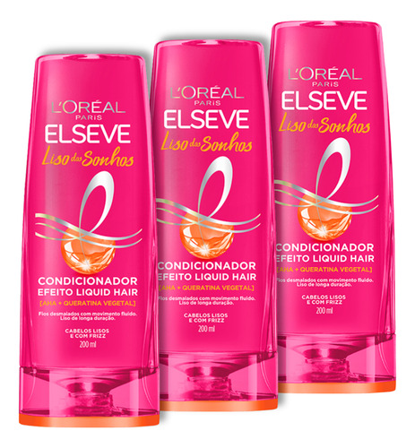 3 Uni Condicionador Elseve Liso Dos Sonhos 200ml