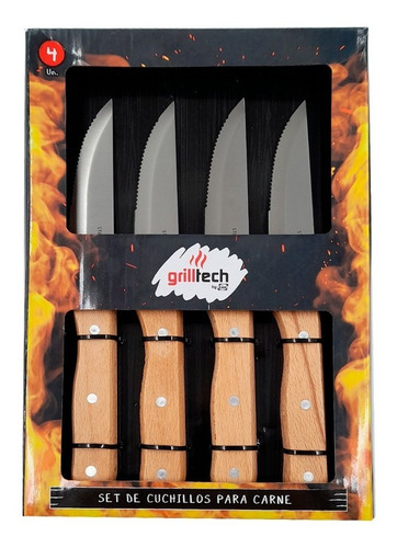 Set 4 Cuchillos Carne Regalo Grilltech