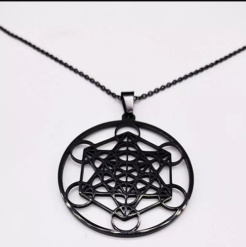 Collar De Cubo De Metatron De Acero Inoxidable Unisex