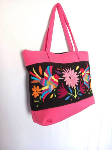 Bolsa Artesanal De Manta Con Bordado De Tenangos