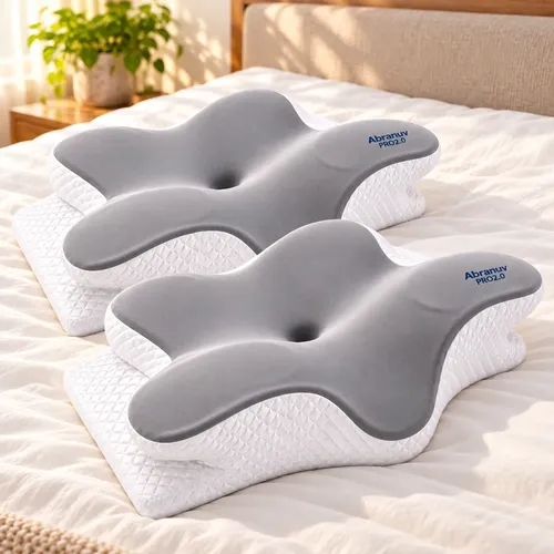 Kit 2 Travesseiros Abranuv Cervicais Espuma Visco Sono