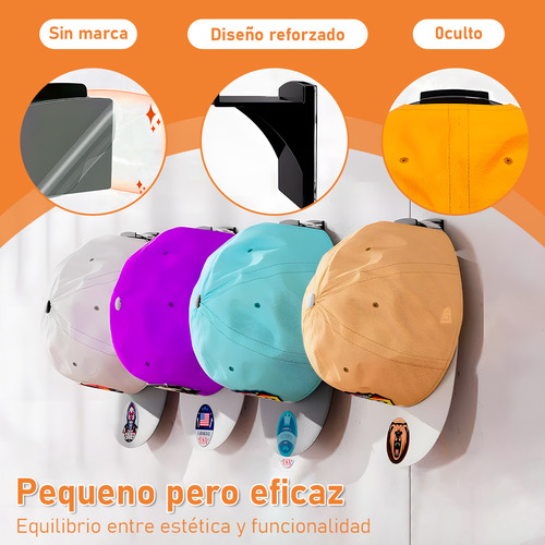 Sunrises 24pcs Ganchos De Soporte Para Gorras Organizador De Gorras Genera Color Negro