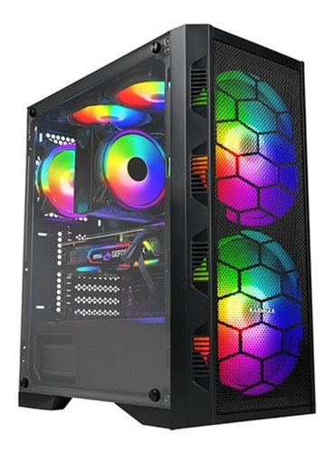 Gabinete Gamer Raidmax X616tbf Argb 2x200mm Fan Templado Color Negro