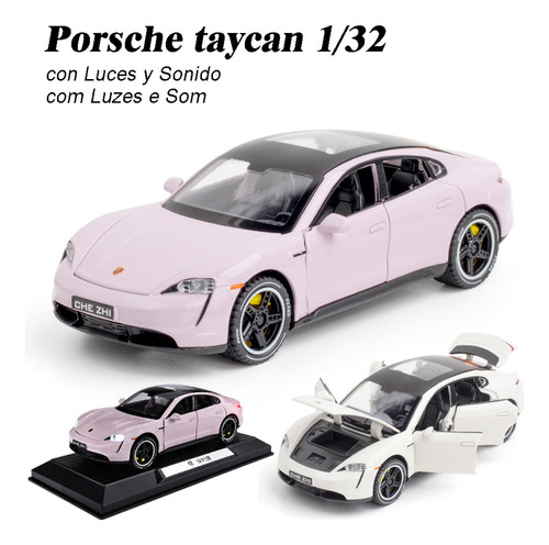 Porsche Taycan Miniatura Metal Car Con Base Expositora 1/32