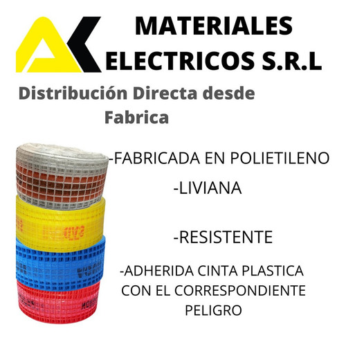 Malla De Advertencia Para Caño De Gas 15cm X 100mt