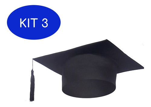 Kit 3 Capelo Para Formatura Adulto Preto