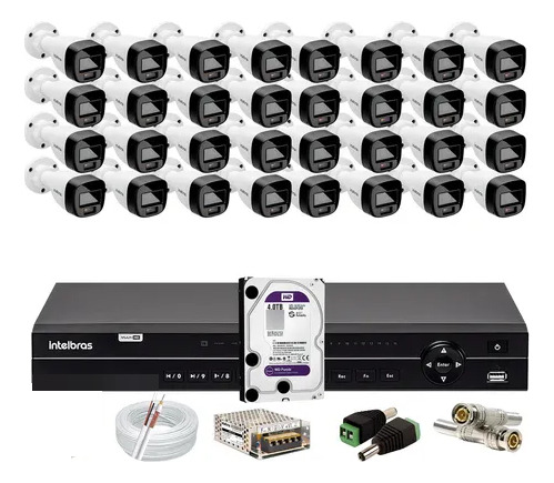 Kit Intelbras 32 Vhd 1120b Full Color,dvr 32ch Mhdx 1232 4tb