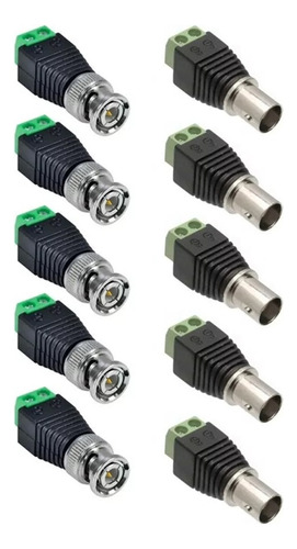 Kit Conector Plug Jack Bnc Com Borne 5 Femea X 5 Macho