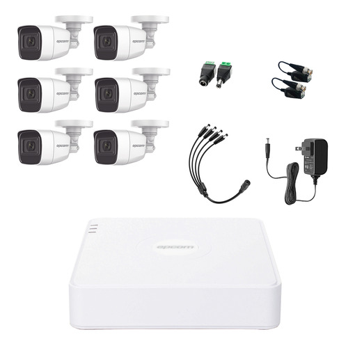 Epcom Kit Camaras De Seguridad Video Vigilancia Metalicas Con Microfono Integrado Modelo B8-mic-plus6-sc 2mp Cctv 6 Cámaras Bala Con Audio Por Coaxitron Turbohd 1080p Lite