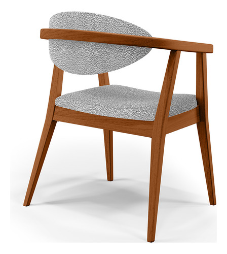 Poltrona Decorativa Para Sala De Estar E Recepção Cecília L02 Bouclê Cinza