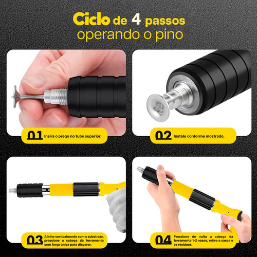 Pistola De Fixação Ação Direta Finca Pino Com 220 Pregos