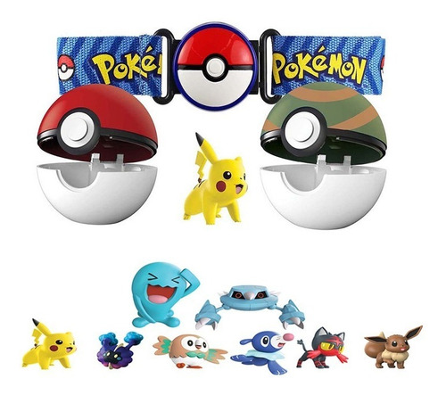 Pack Juguetes Pokémon Cinturon De Pokebolas + Set 8 Figuras