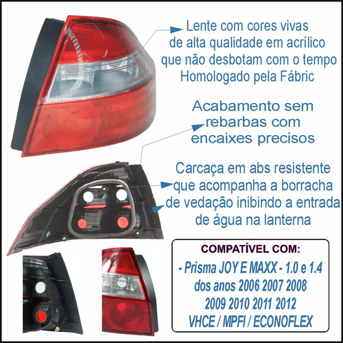 Par Sinaleira Traseira Prisma Joy Maxx Lt 06 07 2008 2009/12