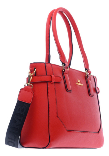 Bolsa Tote Olimba Mujer Ideal Para Laptop 9677-1 Rojo Lisa Oro
