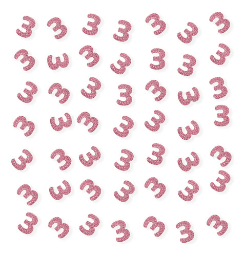 100 Confeti Numero 3 Dispersion Papel Purpurina Rosa