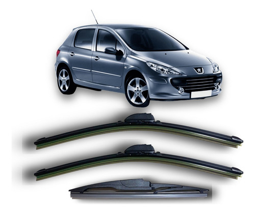 Kit 3 Escobillas Flex Peugeot 307 2006 A 2012