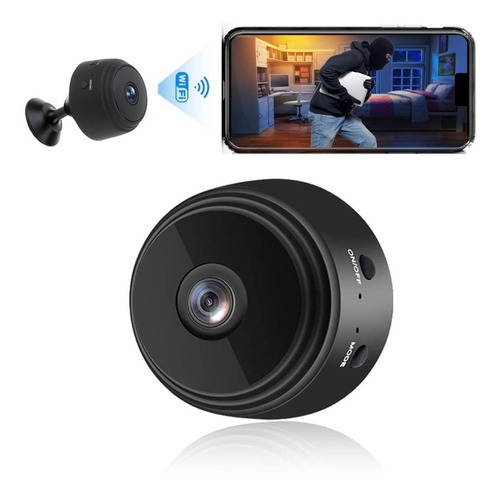 Mini cámara de seguridad espía discreta Wifi Full HD, color negro
