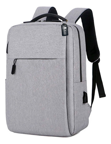 Mochila Escolar Casual Para Laptop Puerto Usb Gran Capacidad Color Gris