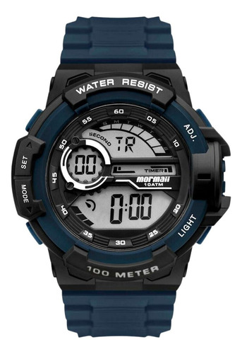 Relógio Digital Grande Mormaii Esportivo Com Cronometro + Cor Da Correia Azul