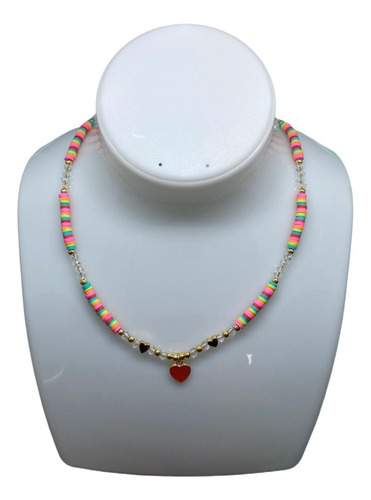 Collar Aesthetic Colorido Con Corazones De Moda Para Dama