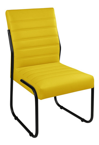Conjunto Com 4 Cadeira Jade Sala De Jantar Couro Sintético Cor da estrutura da cadeira Preto Cor do assento Amarelo Desenho do tecido Liso