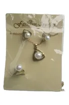 Comprar Set Joyas Fantasia Perlas Aretes Anillo Cadena Y Pendiente