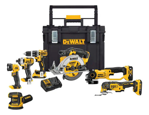 Dewalt 20-volt Max Cordless Combo Kit Set 7 Tool 3 Batteries