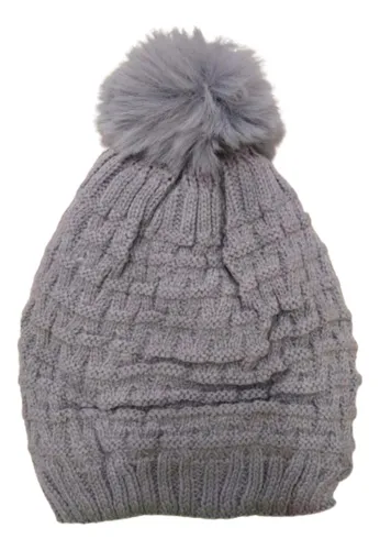 Gorro De Invierno Para Abrigar Con Forro Interno Con Pompón Beige 1