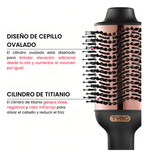 Cepillo Peine Alaciador Electrico Secadora de Aire Para Cabello Tymo Volumizer Peine Secador Alaciador Ionico 3 en 1