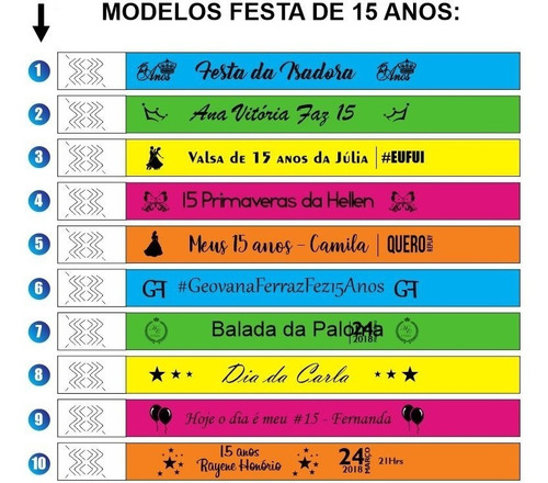 Imagem 2 de 4 de Pulseiras Convite Vip 15 Anos 500 Unid