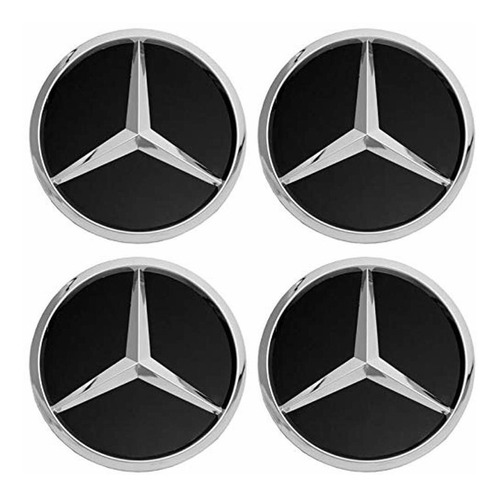 4x Centros Tapón Rin Mercedes Benz - 75mm Negro A1714000125