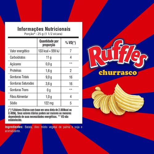Batata Ruffles Frita Ondulada Churrasco 115g Elma Chips