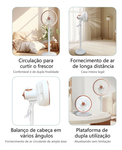 Ventilador DX10 100W Super Silencioso 127V – 4 Alturas e Inclinação Ajustáveis, 3 Velocidades, Uso em Mesa ou Coluna, Cor Branca