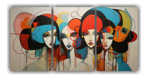 150x75cm Set 3 Canvas Tonos Habitación Meninas Abstractas