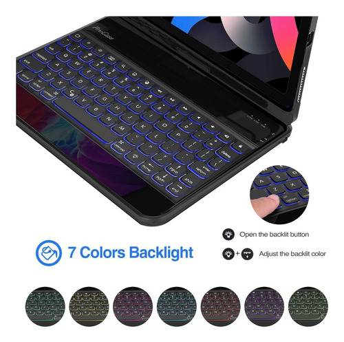 Funda Teclado Para Pro 11 4a 3a 2a 1a iPad Air 5a 4a 10.9 Color Negro