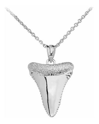 Collar - Shark Tooth Lucky Pendant Necklace In Polished 925 