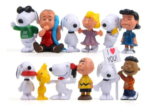 Peanuts Snoopy Woodstock Colección 12 Figuras En Bolsa