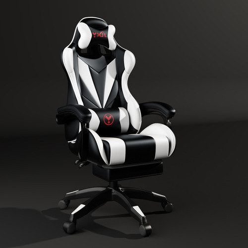 Silla Gamer Vejia Ergonómica Con Tapizado De Poliuretano Color Negro/blanco