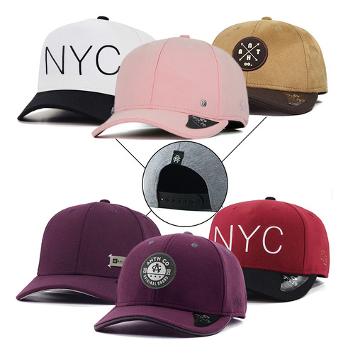 6 Bonés Anth Co Aba Curva Aberto Ajuste Snapback Originais