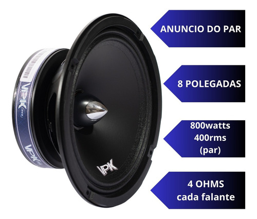 Par Alto Falante Qvs 8 Polegadas 800watts 8-40vpk 4 Ohms Tri