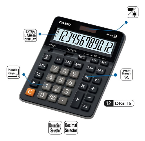 Calculadora Escritorio Casio 14 Dígitos Gx-14b