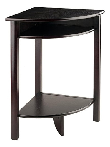 Mesa Auxiliar De Madera Color Negro, 2 Niveles