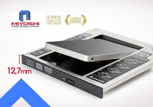 Imagen 6 de 10 de Caddy Segundo Disco Notebook Hdd Sata O Ssd Universal 12,7mm