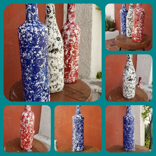 Craquelado Botellas Decorativas 3 Pzas