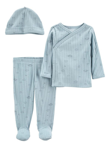 Pijama Con Gorro - Cielo (3 Piezas) 1n715410 Carter's