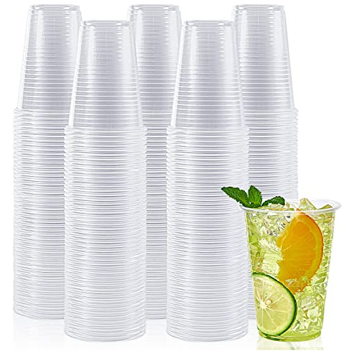 500 Pack 9 Oz Clear Plastic Cups, Disposable Drinking C...