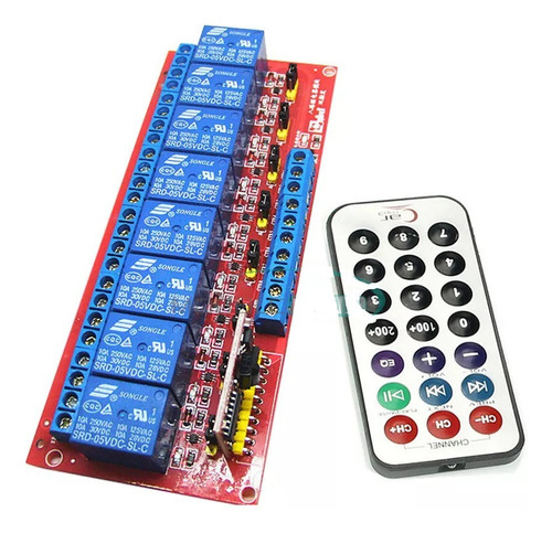 Modulo De Reles 8 Canales Control Remoto Infrarojo
